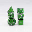 Foam Brain Games: RPG Metal Dice Set - Silver with Jade