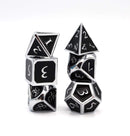 Foam Brain Games: RPG Metal Dice Set - Silver with Onyx