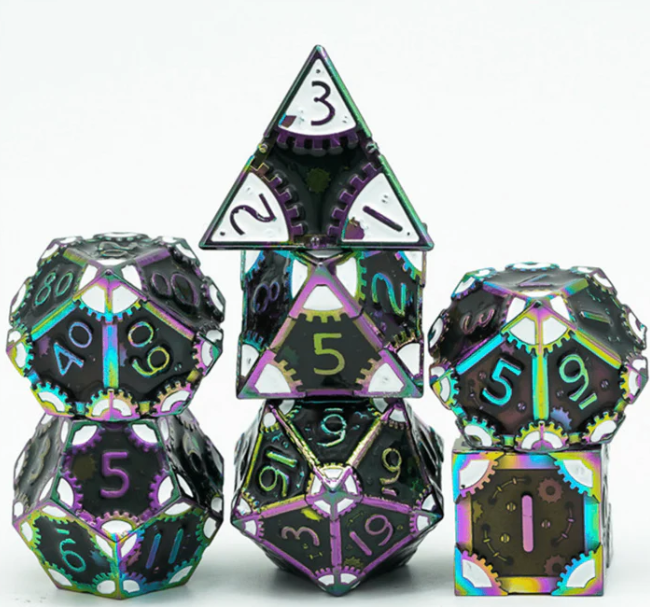 Foam Brain Games: RPG Metal Dice Set - SteamPunk (Dark Lord)