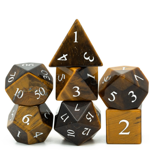 Foam Brain Games: RPG Gemstone Dice Set - Tiger's Eye Engraved