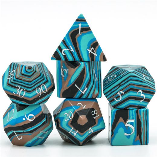 Foam Brain Games: RPG Gemstone Dice Set - Textured Turquoise Blue & Brown