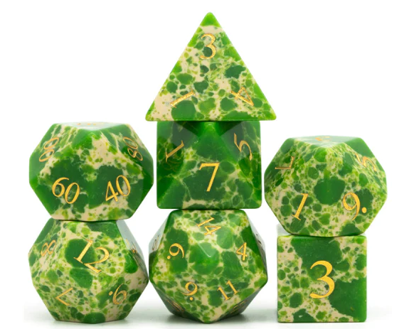 Foam Brain Games: RPG Gemstone Dice Set - Textured Turquoise Mossy Green