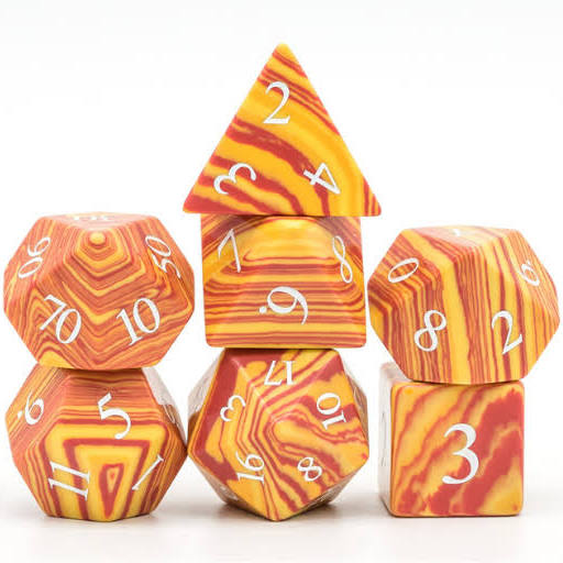 Foam Brain Games: RPG Gemstone Dice Set - Textured Turquoise Orange & Red