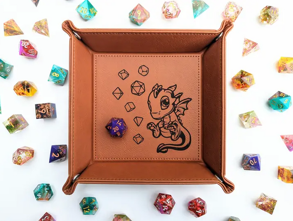 North to South: Dice Tray - Adoragon (Chestnut, Vegan Leather)