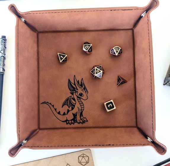 North to South: Dice Tray - Baby Dragon (Vegan Leather)