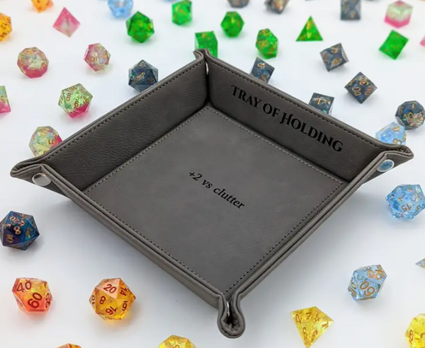 North to South: Dice Tray - Tray of Holding (Grey, Vegan Leather)