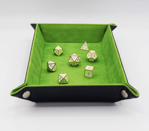 Foam Brain Games: Dice Tray - Leatherette & Velvet Rectangle (Navy w/ Lime)