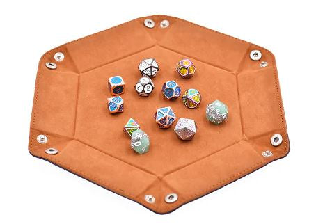 Foam Brain Games: Dice Tray - Leatherette & Velvet Hex (Navy w/ Tan)