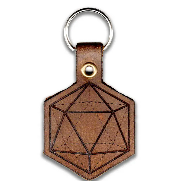 Leather Keychain - Geometric D20