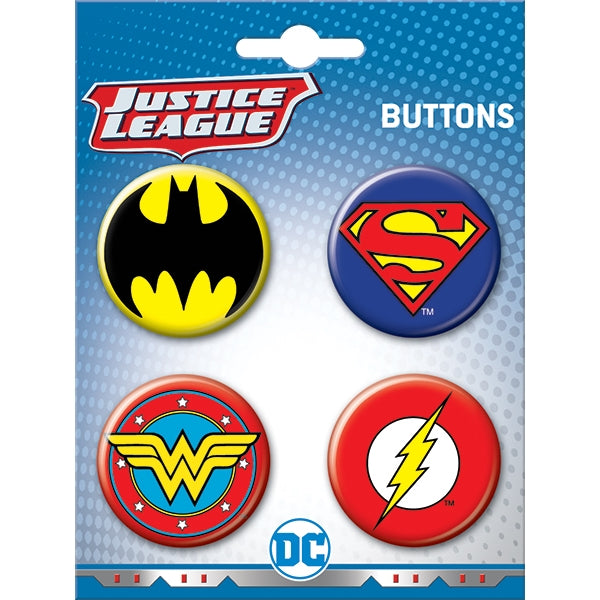 DC Comics: 4 Button Pin Set - DC Logos
