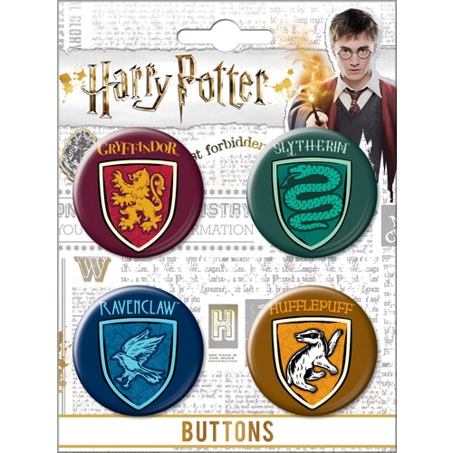 Harry Potter: 4 Button Pin Set - Crests 4