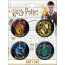 Harry Potter: 4 Button Pin Set - House Crests