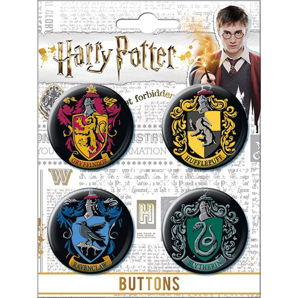 Harry Potter: 4 Button Pin Set - House Crests